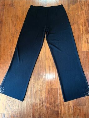 Misook Black Wide-Leg Knit Pants w/ Stud Detail*matching Misook jacket